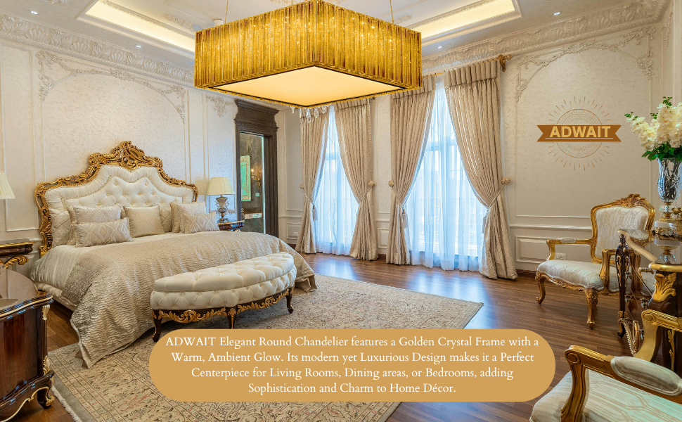 ADWAIT Dimmable Gold Crystal Chandelier (400mm)